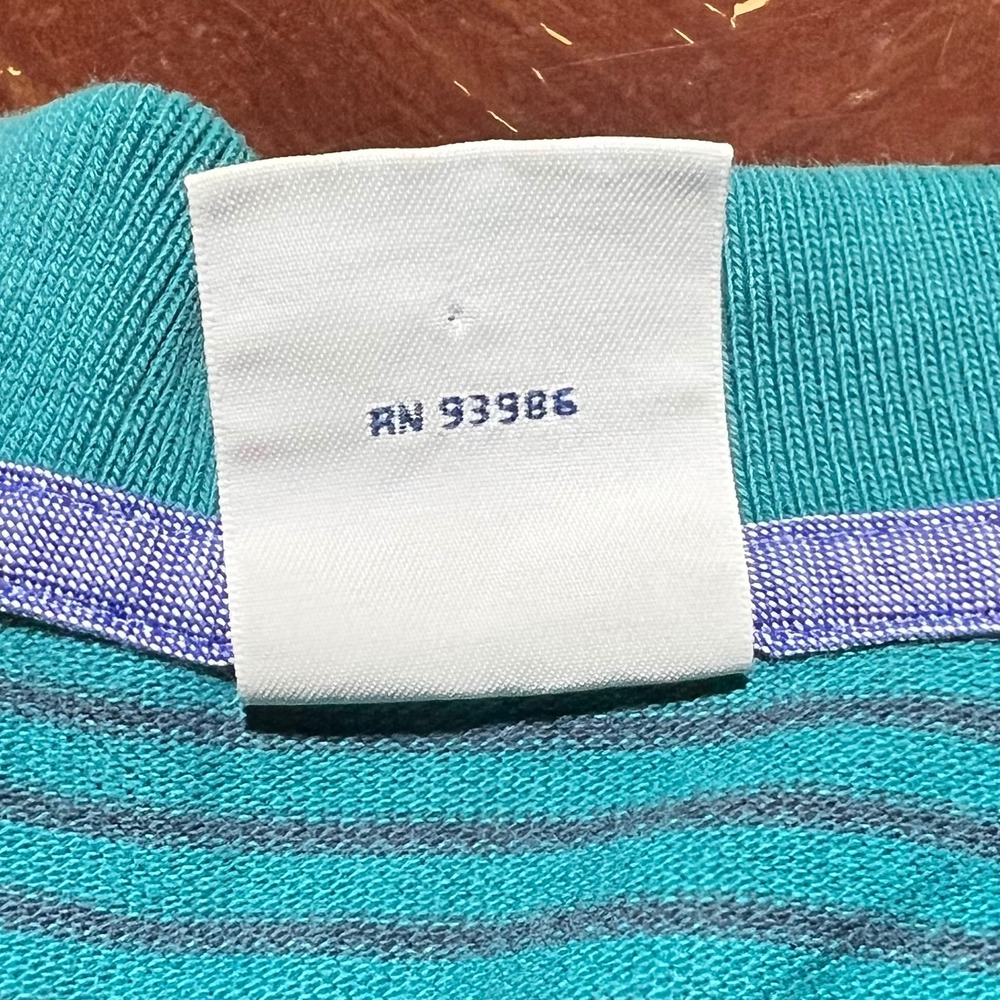 Brooks Brothers Performance Polo Mens XXL Slim Fit Teal Navy Stripe Cotton Shirt - Picture 8 of 10